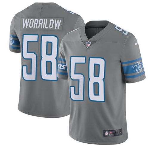 Men's Nike Detroit Lions #58 Paul Worrilow Elite Steel Rush Vapor Untouchable NFL Jersey