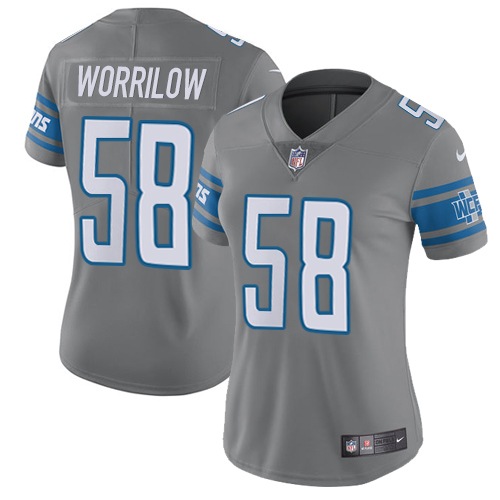 Women's Nike Detroit Lions #58 Paul Worrilow Limited Steel Rush Vapor Untouchable NFL Jersey
