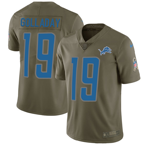 Men's Nike Detroit Lions #19 Kenny Golladay Limited Olive 2017 Salute to Service NFL Jersey