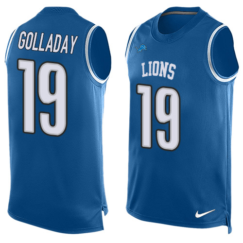 Men's Nike Detroit Lions #19 Kenny Golladay Limited Blue Player Name & Number Tank Top NFL Jersey