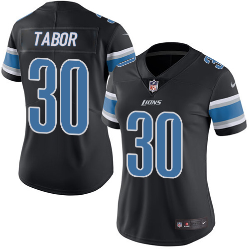 Women's Nike Detroit Lions #30 Teez Tabor Limited Black Rush Vapor Untouchable NFL Jersey