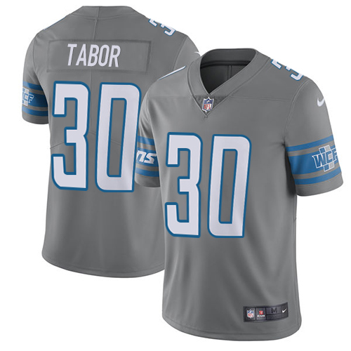 Men's Nike Detroit Lions #30 Teez Tabor Limited Steel Rush Vapor Untouchable NFL Jersey