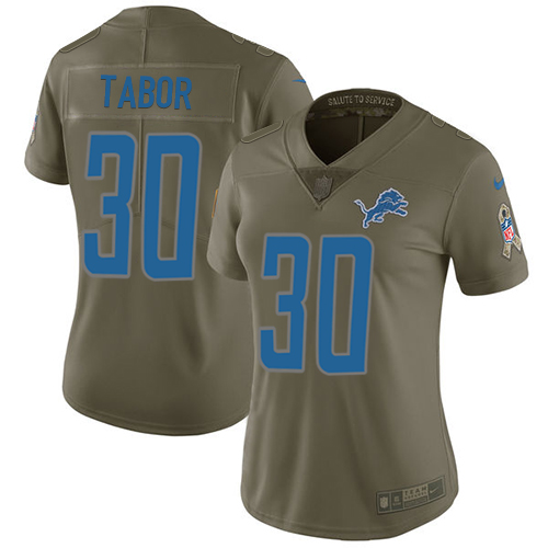 Women's Nike Detroit Lions #30 Teez Tabor Limited Olive 2017 Salute to Service NFL Jersey