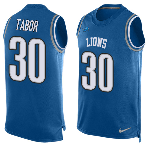Men's Nike Detroit Lions #30 Teez Tabor Limited Blue Player Name & Number Tank Top NFL Jersey