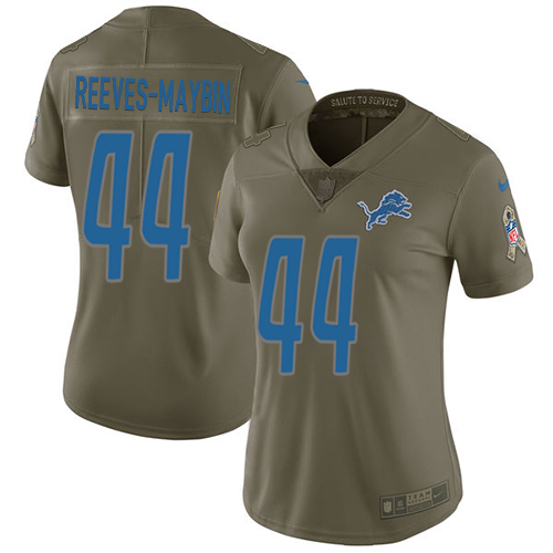 Women's Nike Detroit Lions #44 Jalen Reeves-Maybin Limited Olive 2017 Salute to Service NFL Jersey