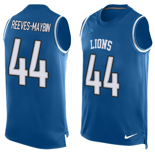 Men's Nike Detroit Lions #44 Jalen Reeves-Maybin Limited Blue Player Name & Number Tank Top NFL Jersey