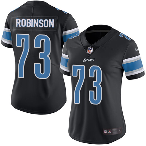 Women's Nike Detroit Lions #73 Greg Robinson Limited Black Rush Vapor Untouchable NFL Jersey