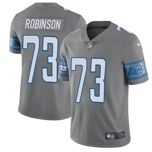 Men's Nike Detroit Lions #73 Greg Robinson Elite Steel Rush Vapor Untouchable NFL Jersey