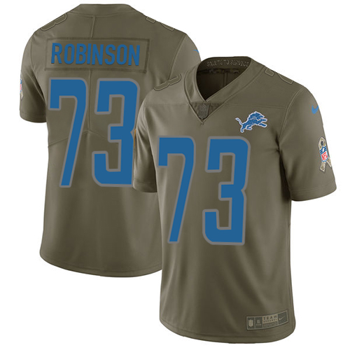 Men's Nike Detroit Lions #73 Greg Robinson Limited Olive 2017 Salute to Service NFL Jersey