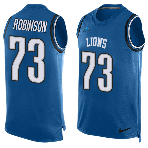 Men's Nike Detroit Lions #73 Greg Robinson Limited Blue Player Name & Number Tank Top NFL Jersey