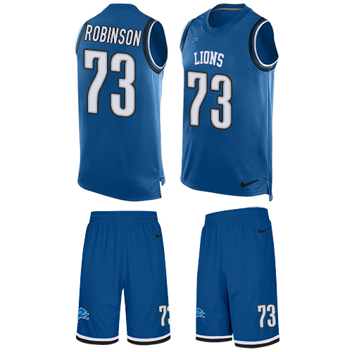 Men's Nike Detroit Lions #73 Greg Robinson Limited Blue Tank Top Suit NFL Jersey