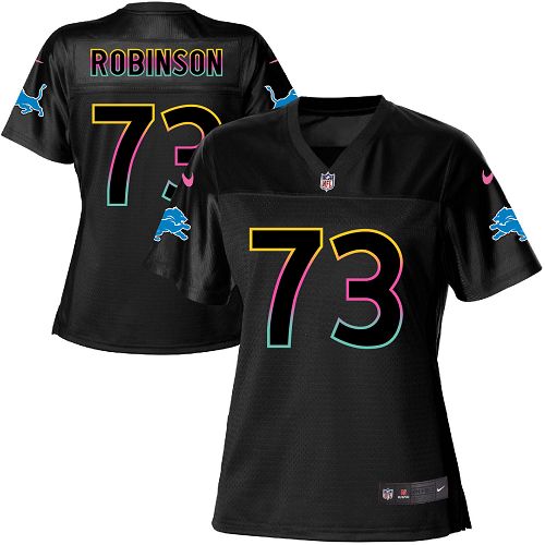 Women's Nike Detroit Lions #73 Greg Robinson Game Black Fashion NFL Jersey