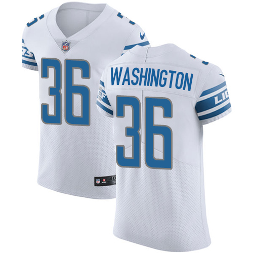 Men's Nike Detroit Lions #36 Dwayne Washington Elite White NFL Jersey