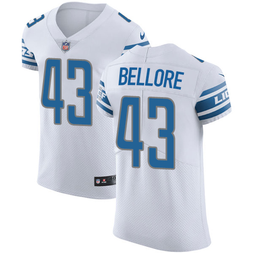 Men's Nike Detroit Lions #43 Nick Bellore Elite White NFL Jersey