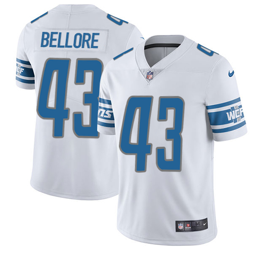 Men's Nike Detroit Lions #43 Nick Bellore White Vapor Untouchable Limited Player NFL Jersey