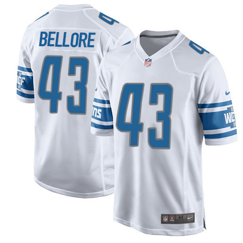 Men's Nike Detroit Lions #43 Nick Bellore Game White NFL Jersey