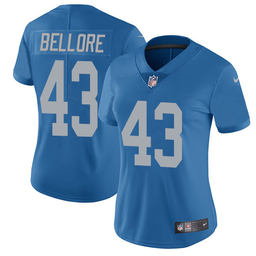 Women's Nike Detroit Lions #43 Nick Bellore Blue Alternate Vapor Untouchable Elite Player NFL Jersey