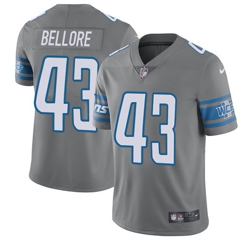 Men's Nike Detroit Lions #43 Nick Bellore Limited Steel Rush Vapor Untouchable NFL Jersey