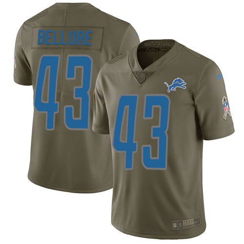 Men's Nike Detroit Lions #43 Nick Bellore Limited Olive 2017 Salute to Service NFL Jersey