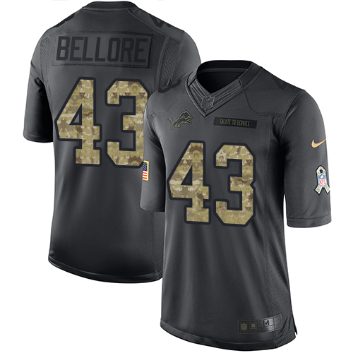 Men's Nike Detroit Lions #43 Nick Bellore Limited Black 2016 Salute to Service NFL Jersey