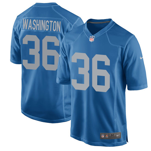 Men's Nike Detroit Lions #36 Dwayne Washington Game Blue Alternate NFL Jersey