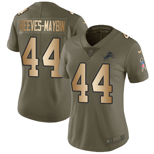 Women's Nike Detroit Lions #44 Jalen Reeves-Maybin Limited Olive/Gold Salute to Service NFL Jersey