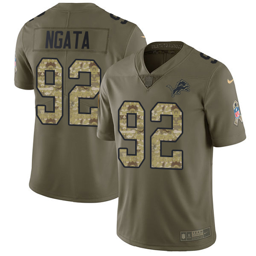 Youth Nike Detroit Lions #92 Haloti Ngata Limited Olive/Camo Salute to Service NFL Jersey