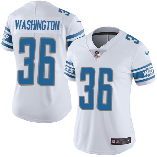 Women's Nike Detroit Lions #36 Dwayne Washington White Vapor Untouchable Elite Player NFL Jersey