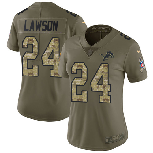 Women's Nike Detroit Lions #24 Nevin Lawson Limited Olive/Camo Salute to Service NFL Jersey