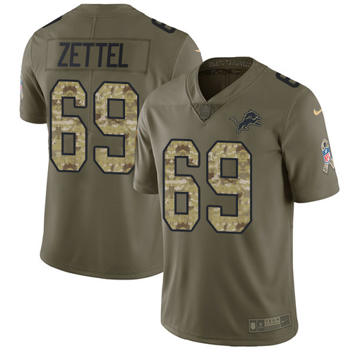Men's Nike Detroit Lions #69 Anthony Zettel Limited Olive/Camo Salute to Service NFL Jersey