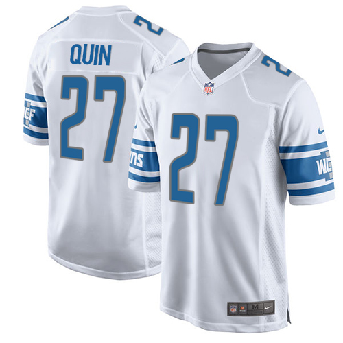 Men's Nike Detroit Lions #27 Glover Quin Game White NFL Jersey