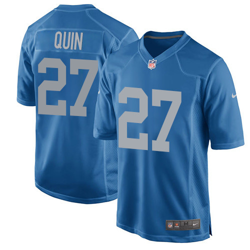 Men's Nike Detroit Lions #27 Glover Quin Game Blue Alternate NFL Jersey