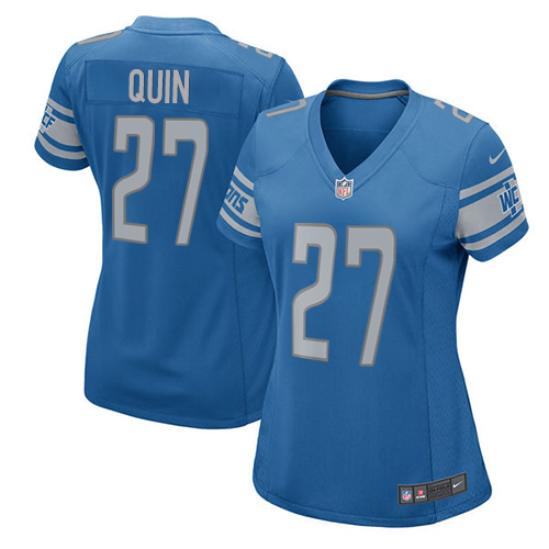 Women's Nike Detroit Lions #27 Glover Quin Game Blue Team Color NFL Jersey