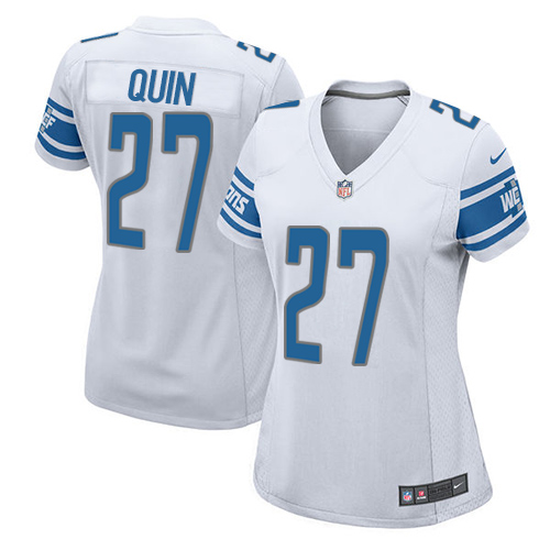 Women's Nike Detroit Lions #27 Glover Quin Game White NFL Jersey