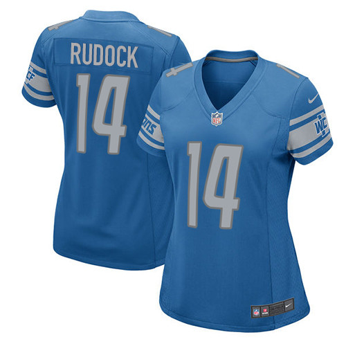 Women's Nike Detroit Lions #14 Jake Rudock Game Blue Team Color NFL Jersey