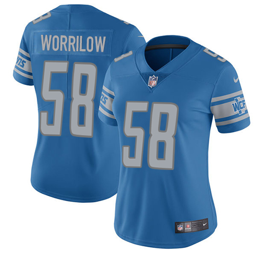 Women's Nike Detroit Lions #58 Paul Worrilow Blue Team Color Vapor Untouchable Elite Player NFL Jersey