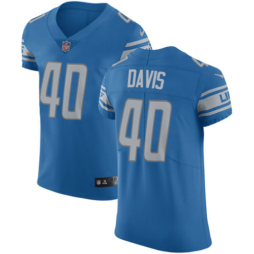 Men's Nike Detroit Lions #40 Jarrad Davis Blue Team Color Vapor Untouchable Elite Player NFL Jersey