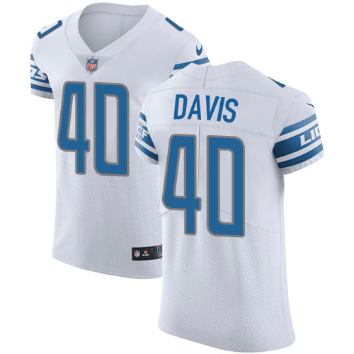 Men's Nike Detroit Lions #40 Jarrad Davis Elite White NFL Jersey