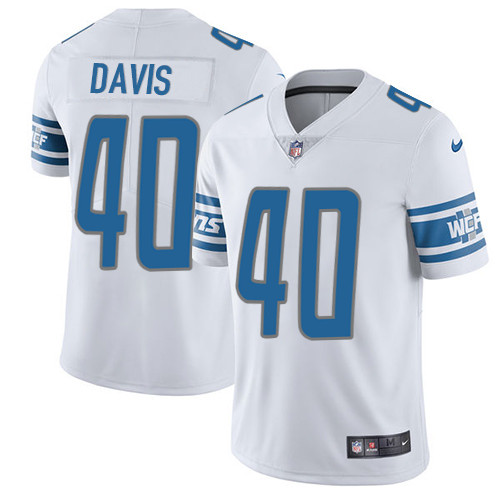 Men's Nike Detroit Lions #40 Jarrad Davis White Vapor Untouchable Limited Player NFL Jersey