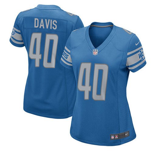 Women's Nike Detroit Lions #40 Jarrad Davis Game Blue Team Color NFL Jersey