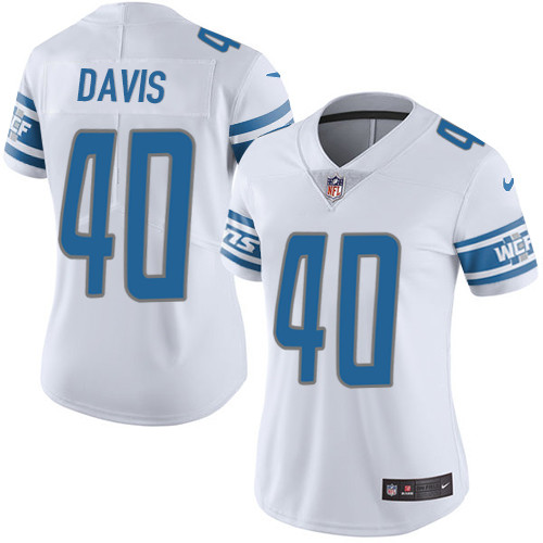 Women's Nike Detroit Lions #40 Jarrad Davis White Vapor Untouchable Limited Player NFL Jersey