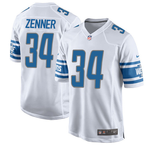 Men's Nike Detroit Lions #34 Zach Zenner Game White NFL Jersey