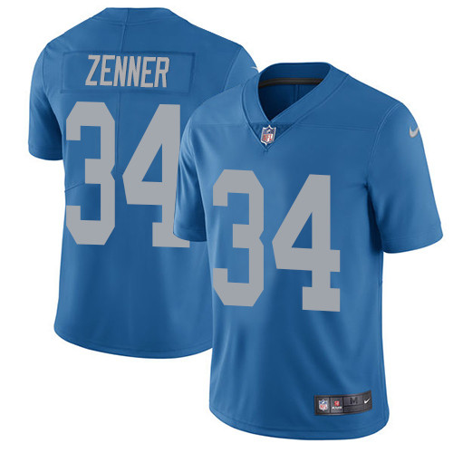 Men's Nike Detroit Lions #34 Zach Zenner Blue Alternate Vapor Untouchable Limited Player NFL Jersey