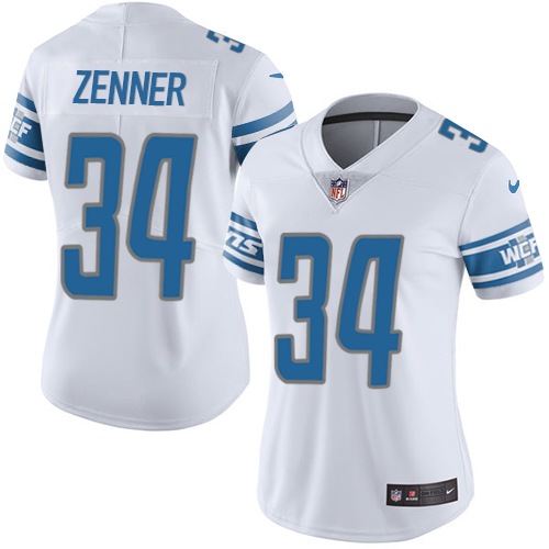 Women's Nike Detroit Lions #34 Zach Zenner White Vapor Untouchable Elite Player NFL Jersey