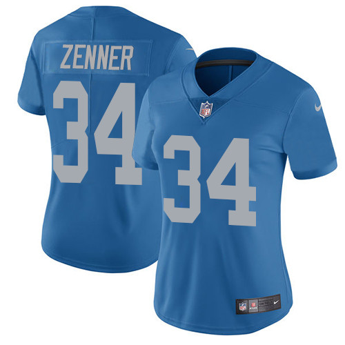 Women's Nike Detroit Lions #34 Zach Zenner Blue Alternate Vapor Untouchable Elite Player NFL Jersey