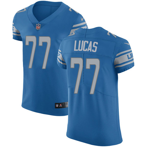 Men's Nike Detroit Lions #77 Cornelius Lucas Blue Team Color Vapor Untouchable Elite Player NFL Jersey