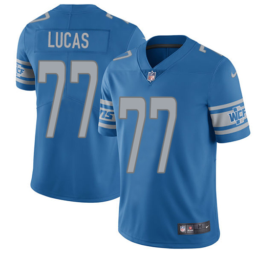 Men's Nike Detroit Lions #77 Cornelius Lucas Blue Team Color Vapor Untouchable Limited Player NFL Jersey