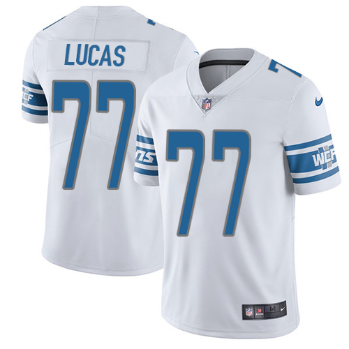 Men's Nike Detroit Lions #77 Cornelius Lucas White Vapor Untouchable Limited Player NFL Jersey