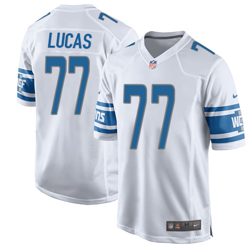 Men's Nike Detroit Lions #77 Cornelius Lucas Game White NFL Jersey