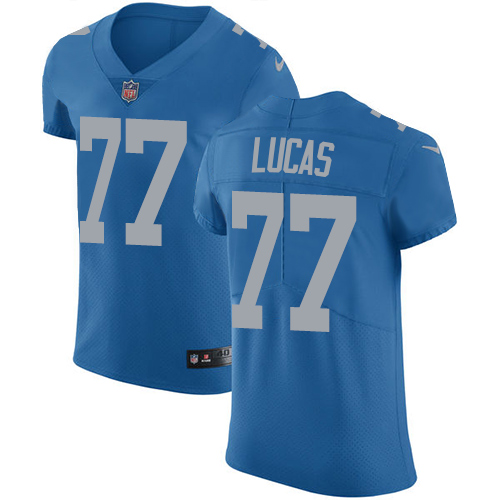 Men's Nike Detroit Lions #77 Cornelius Lucas Elite Blue Alternate NFL Jersey